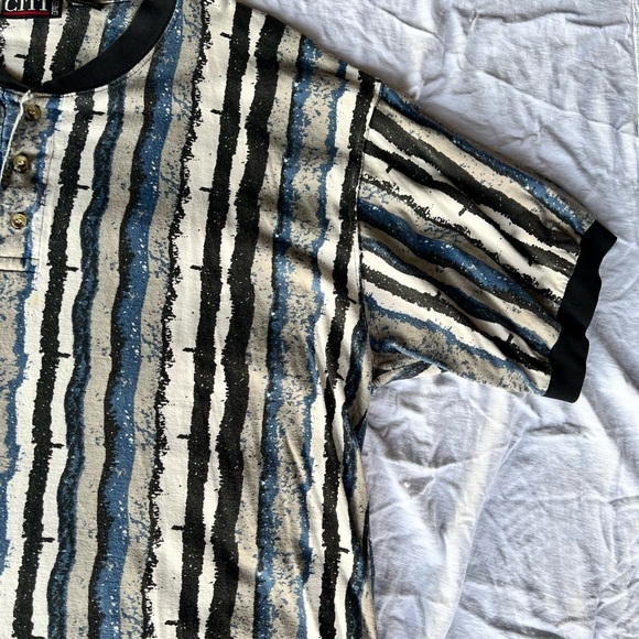 CITI Express Striped Blue and Black Men's Shirt Vintage Vibes  100% cotton - Picture 4 of 6